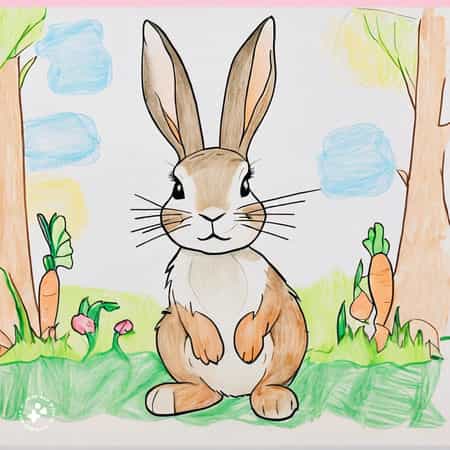 نقاشی خرگوش آسان برای کلاس اولی ها 2