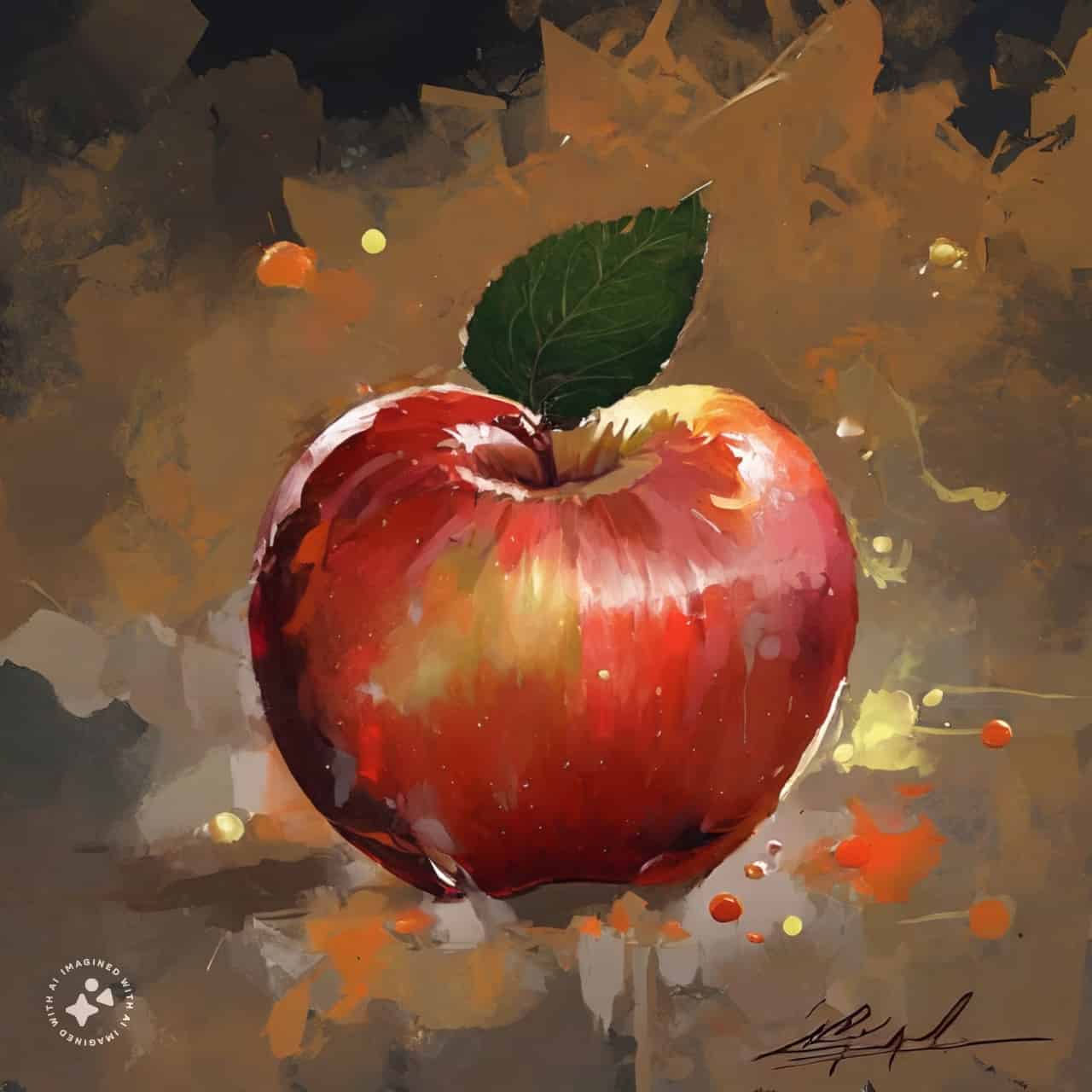 نقاشی ساده سیب برای شب یلدا (1)