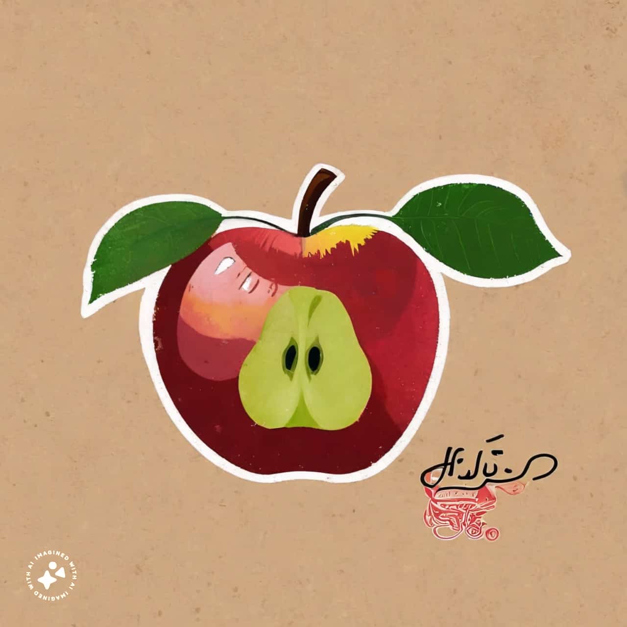 نقاشی ساده سیب برای شب یلدا (14)