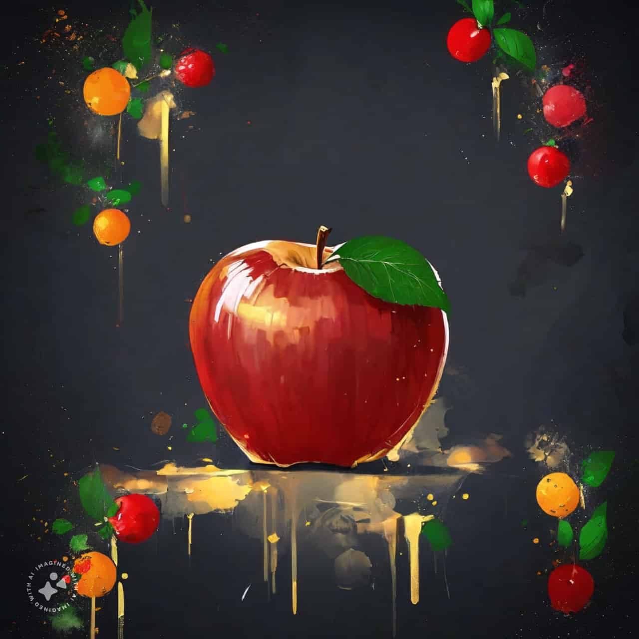 نقاشی ساده سیب برای شب یلدا (2)