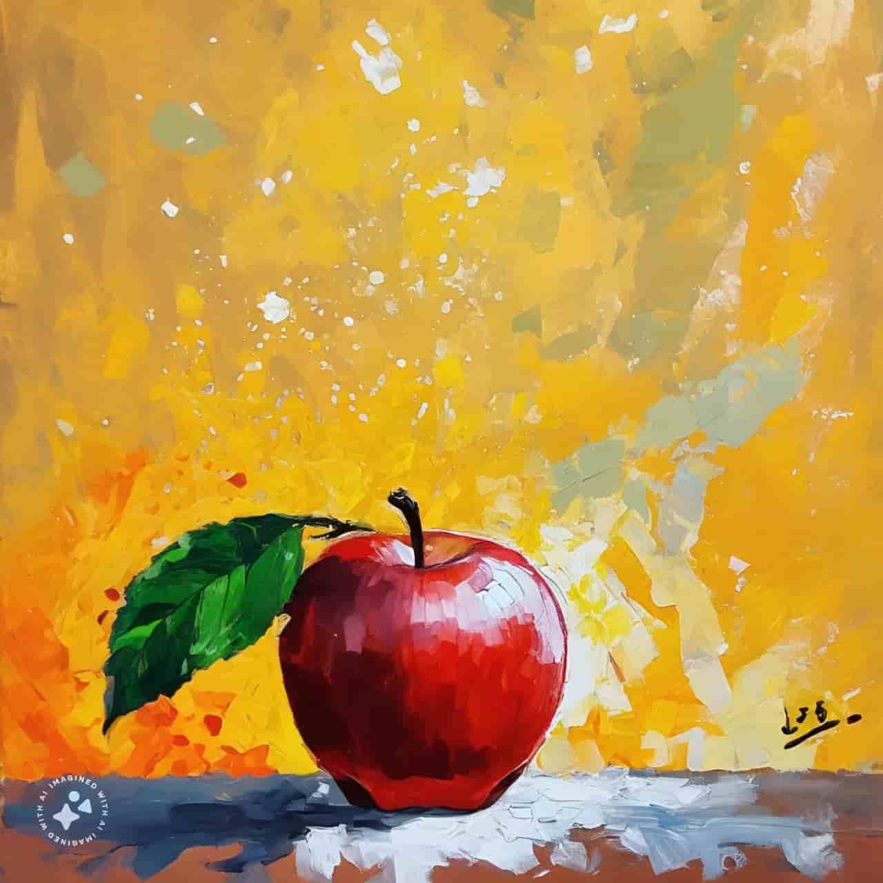 نقاشی ساده سیب برای شب یلدا (8)