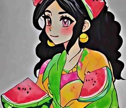نقاشی ساده هندوانه برای شب یلدا (1)