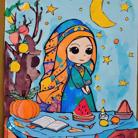 نقاشی شب یلدا برای کلاس اول 12