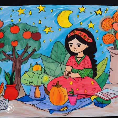 نقاشی شب یلدا برای کلاس اول 9
