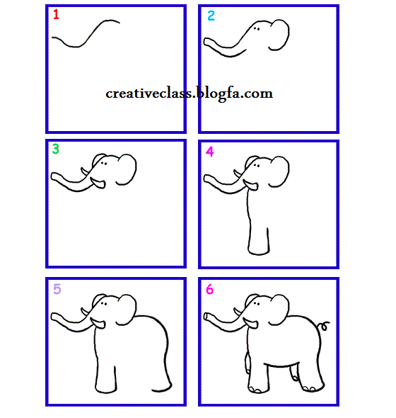 نقاشی فیل کودکانه ساده (1)