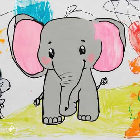 نقاشی کودکانه در مورد فیل 1
