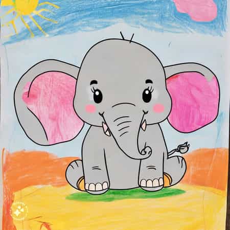 نقاشی کودکانه در مورد فیل 13