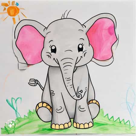 نقاشی کودکانه در مورد فیل 14