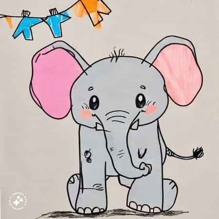 نقاشی کودکانه در مورد فیل 6