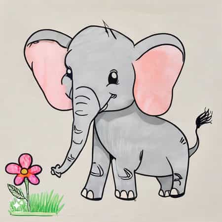 نقاشی کودکانه در مورد فیل 8