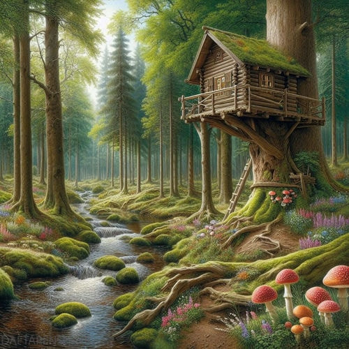 نقاشی خانه درختی ساده در جنگل (3)