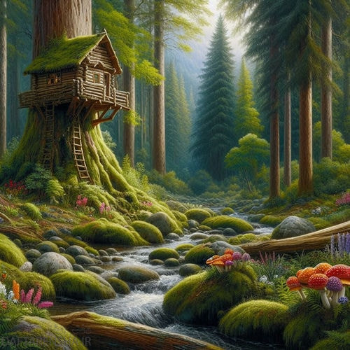 نقاشی خانه درختی ساده در جنگل (4)