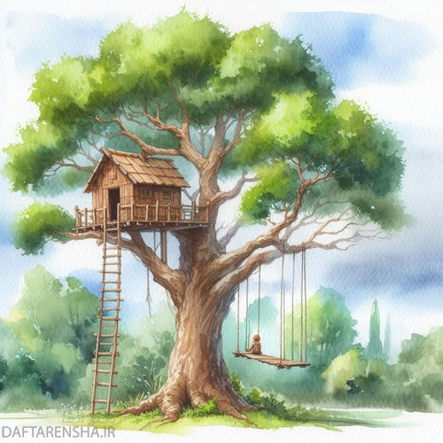 نقاشی خانه درختی ساده در جنگل (5)