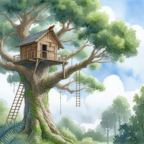 نقاشی خانه درختی ساده در جنگل (7)