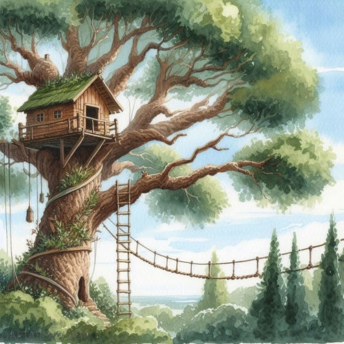 نقاشی خانه درختی ساده در جنگل (8)