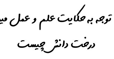 با توجه به حکایت علم و عمل میوه درخت دانش چیست