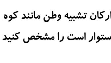 ارکان تشبیه وطن مانند کوه استوار است را مشخص کنید