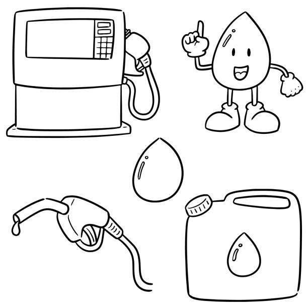 vector set of gas and fuel