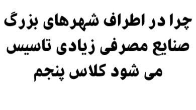 چرا در اطراف شهرهای بزرگ صنایع مصرفی زیادی تاسیس می شود کلاس پنجم