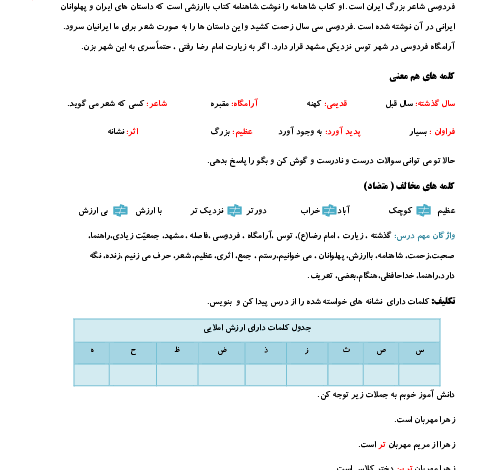 جمله سازی با فراوان کلاس دوم