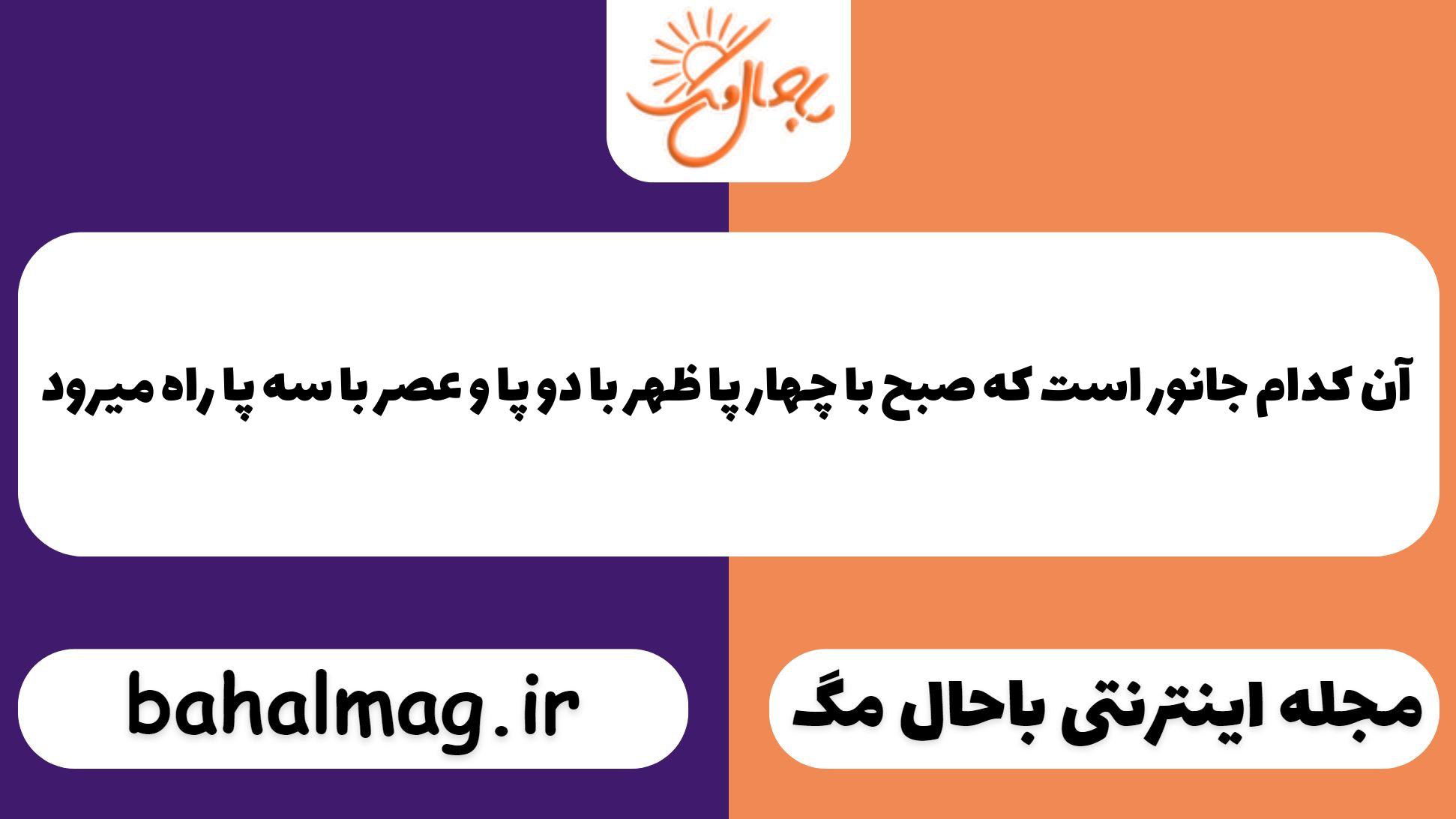 آن کدام جانور است که صبح با چهار پا ظهر با دو پا و عصر با سه پا راه میرود