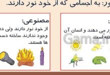 منابع نور طبیعی کلاس سوم