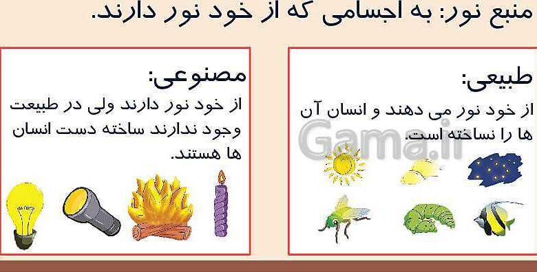 منابع نور طبیعی کلاس سوم