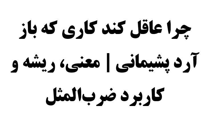 چرا عاقل کند کاری که باز آرد پشیمانی معنی، ریشه و کاربرد ضرب‌المثل