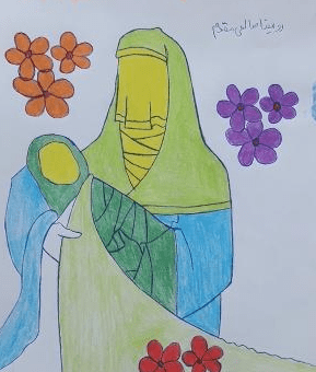 نقاشی حضرت فاطمه زهرا (س) رنگ شده (2)