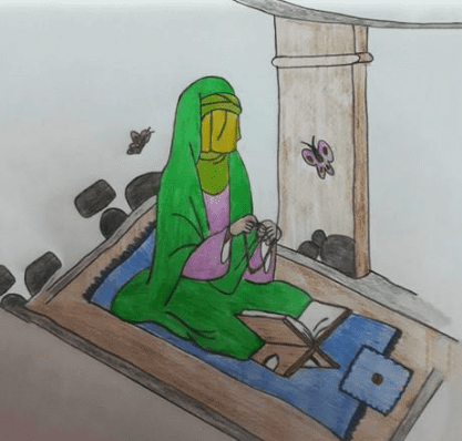 نقاشی حضرت فاطمه زهرا (س) رنگ شده (3)