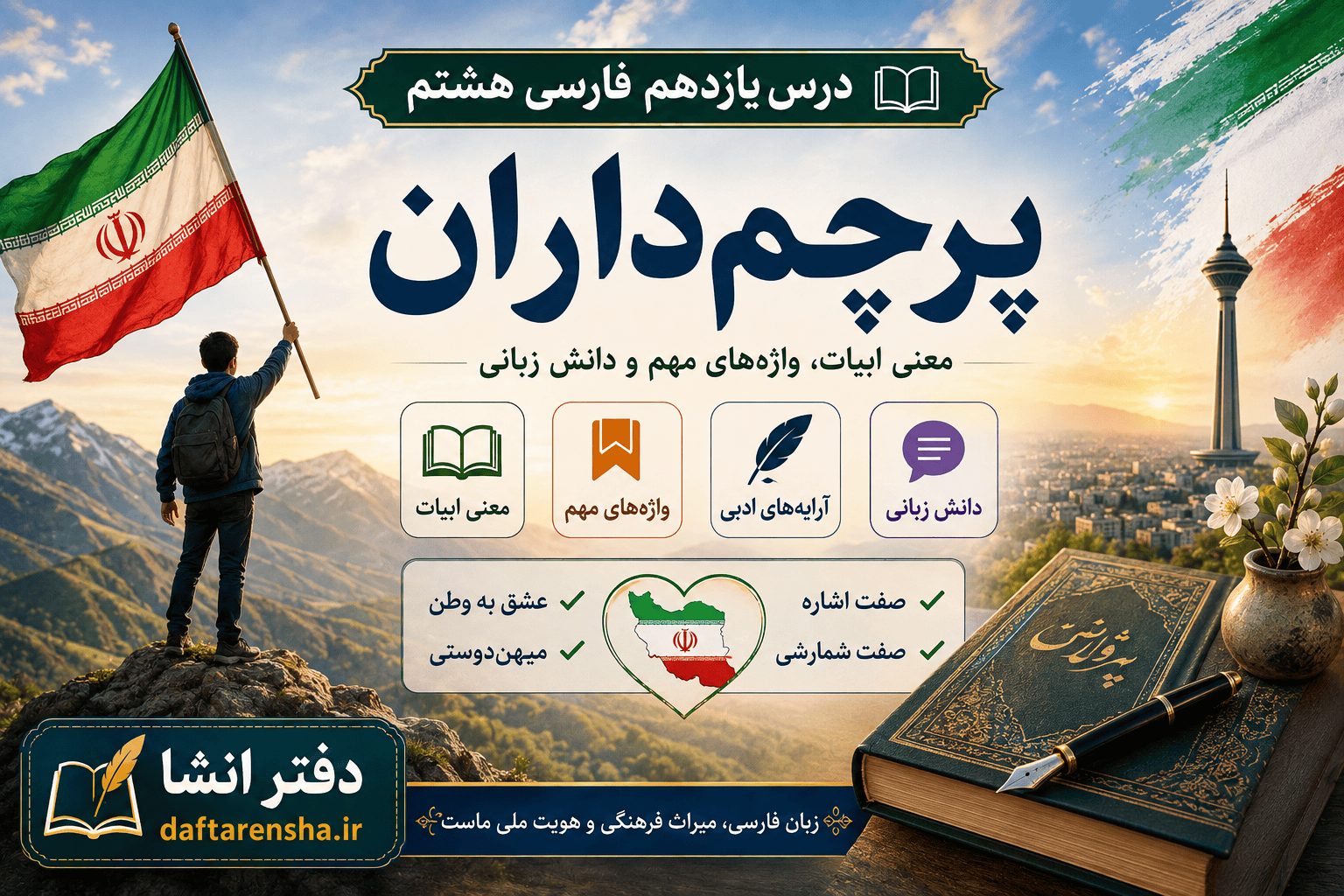 معنی درس یازدهم فارسی هشتم پرچم داران