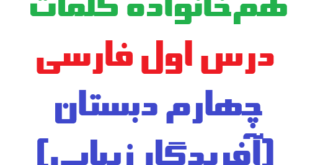 هم‌خانواده کلمات درس اول فارسی چهارم دبستان (آفریدگار زیبایی)